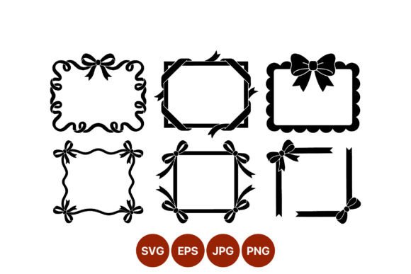 Black Ribbon Bow Frames Vector Graphics & Illustrations