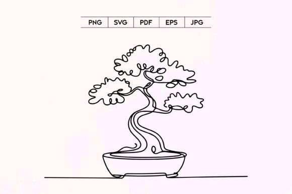 Bonsai Tree Line Art SVG Minimal Design Graphics