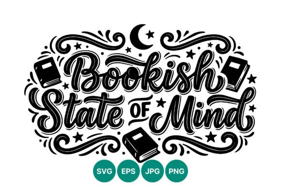 Bookish State of Mind Calligraphic Graphics for Boutique Branding and Packaging Design