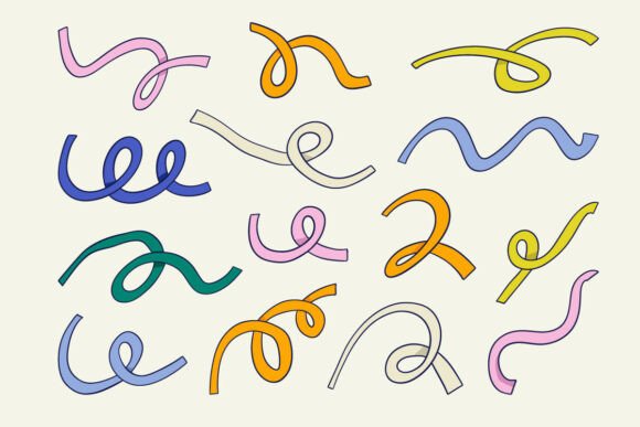 Colorful Ribbon Curve Doodle Element Set Review