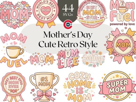 Cute Retro Mother’s Day Clipart SVG: Graphics & Illustrations for Local Branding