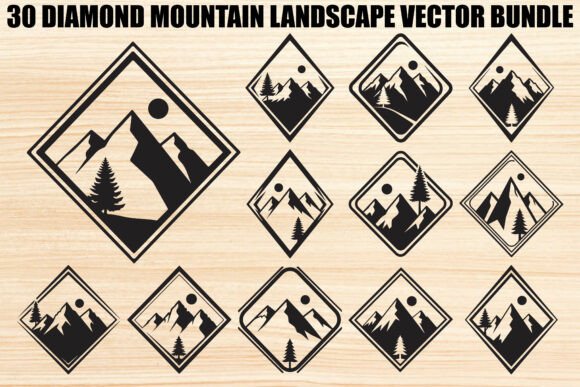 Diamond Mountain Landscape Graphics & Illustrations