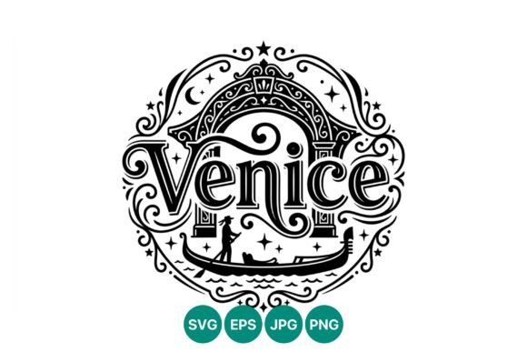 Elegant Venice Ornate Lettering with Gondola Graphics for Editorial & Web Design