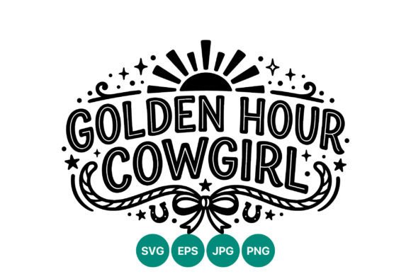 Golden Hour Cowgirl Hand Lettering Graphics & Illustrations