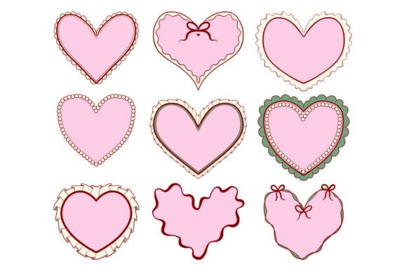 Hand Drawn Heart Frame Doodle Set: Graphics & Illustrations