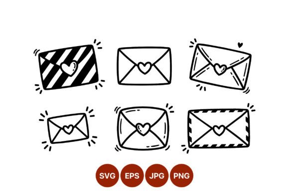 Hand Drawn Love Envelopes Vector Set Graphics