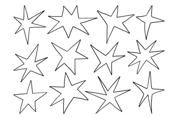 Hand Drawn Star Doodle Vector Set: Graphics & Illustrations