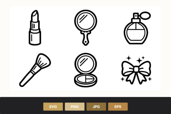 Makeup Tools Vector Art Line Icons Graphics