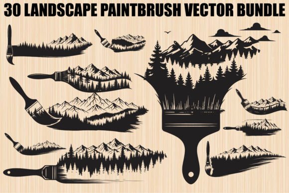 Nature Landscape Paintbrush Graphics & Illustrations