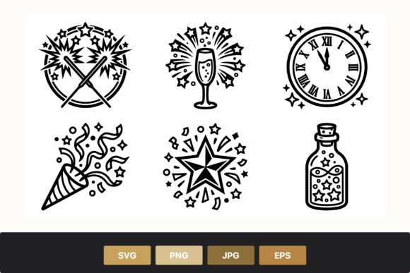 Party Icons Black and White Vector Graphics Review