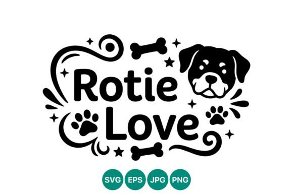 Rotie Love Rottweiler Dog Vector: Playful Illustration for Pet Brands & Creative Graphics